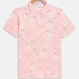 Octave Boys Pink Floral Printed Polo Collar Cotton T-shirt-picture-56