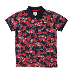Pepe Jeans Boys Geometric Printed Polo Collar Cotton T-shirt-picture-21