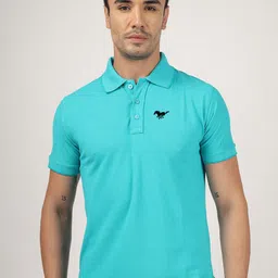 Greylongg Men Polo Collar Applique T-shirt-image-8