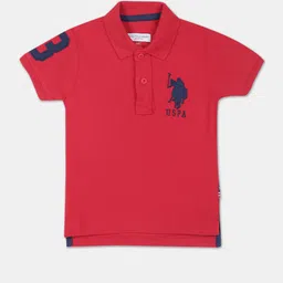 u.s. polo assn. U S Polo Assn Boys Red Polo Collar Pure Cotton T-shirt-picture-26