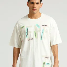 Pepe Jeans Wendel Typography Printed Drop-Shoulder Sleeves Pure Cotton Oversized T-shirt image 5