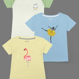 HELLCAT Girls Yellow 3 Printed Bio Finish Applique T-shirt-picture-28