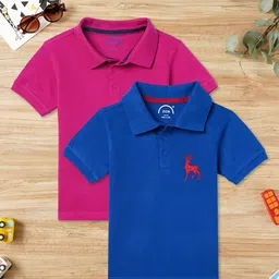 ZION Boys Pack Of 2 Polo Collar Bio Finish Cotton T-shirt-picture-42
