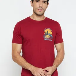Mast & Harbour Graphic Printed Round Neck Casual Knitted Pure Cotton T-shirt-picture-24