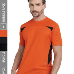 FTX Pack Of 3 Colourblocked Round Neck Regular Fit Dry Fit Sports T-shirt-picture-13