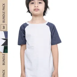 IndiWeaves Boys Pack Of 3 Colourblocked Raglan Sleeves Pure Cotton T-shirt-image-79