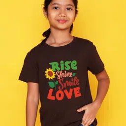 NUSYL Girls Typography Printed T-shirt image 1