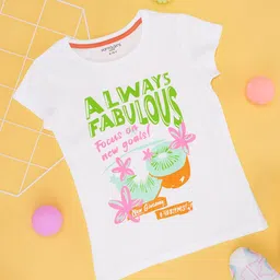 Pantaloons Junior Girls Graphic Printed Cotton Applique Casual T-shirt-image-80
