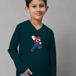 Friskers Boys Super Mario Printed V-Neck Cotton T-shirt-picture-18