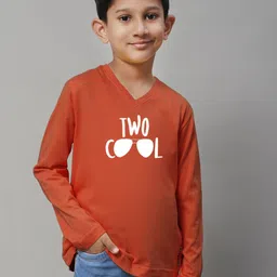Friskers Boys Orange Typography Printed V-Neck T-shirt-picture-23
