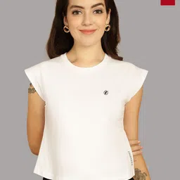 Friskers Women White 2 Applique T-shirt-image-96