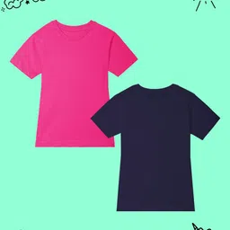 BAESD Girls Pack Of 2 Solid Round Neck Short Sleeves Cotton Casual T-shirts-picture-47