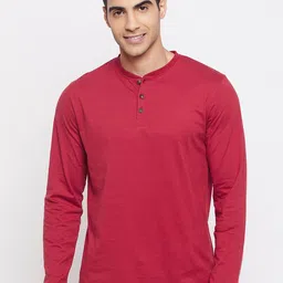 HARBOR N BAY Men Red Henley Neck T-shirt-image-61