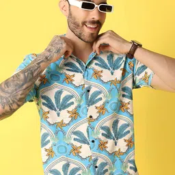 V-Mart Men Printed Henley Neck Applique T-shirt-picture-36