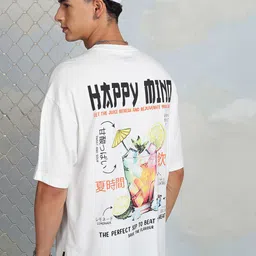 HIGHLANDER Typography Printed Drop-Shoulder Sleeves Cotton Oversized T-shirt-picture-10
