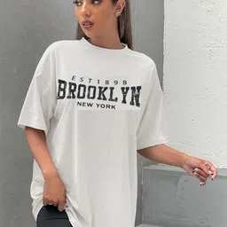 TRENDY RABBIT Women Typography Printed High Neck Applique T-shirt-picture-14
