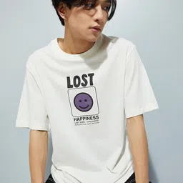 max URB_N Typography Printed Drop-Shoulder Sleeves Cotton Oversized T-shirt-picture-34