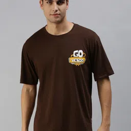 VEIRDO Men Brown Pocket Print Oversize T-shirt-picture-25