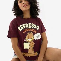 The Souled Store Garfield Printed Round Neck Pure Cotton Casual T-shirt-image-35