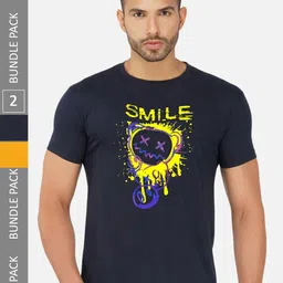 CHOZI Pack Of 2 Printed Round Neck Cotton Regular T-shirt-picture-26