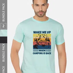 CHOZI Pack Of 2 Printed Cotton T-shirt image 1