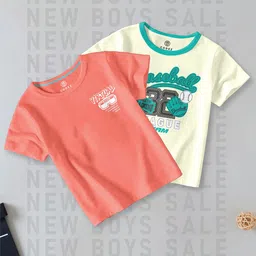 BAESD Boys Pack of 2 Typography Printed Round Neck Cotton T-shirt-picture-41