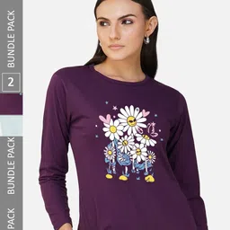 CHOZI Pack of 2 Graphic Printed Regular Fit Cotton T-Shirt-picture-22