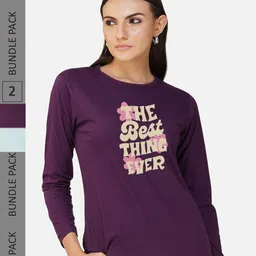 CHOZI Pack of 2 Typography Printed Regular Fit Cotton T-Shirt-picture-11