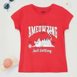 max Girls Typography Printed Applique T-shirt-picture-54