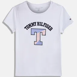 Tommy Hilfiger Girls Typography Printed Applique T-shirt image 1
