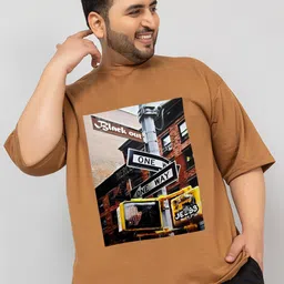 CHKOKKO Plus Graphic Printed Drop-Shoulder Sleeves Oversized Cotton Casual T-shirt-picture-13