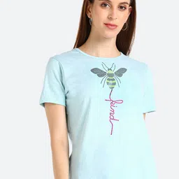 shashvi Women Turquoise Blue Typography Printed T-shirt-picture-12