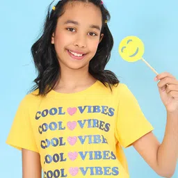 BONKIDS Girls Typography Printed Cotton T-shirt-image-57