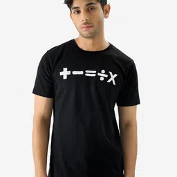The Souled Store Black & White Mathematics Printed Pure Corton T-shirt-image-35