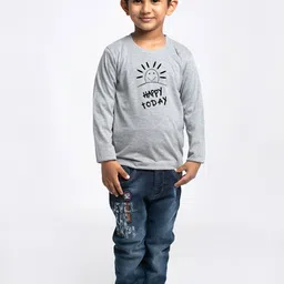 Friskers Boys Grey Typography Printed Applique T-shirt-picture-10