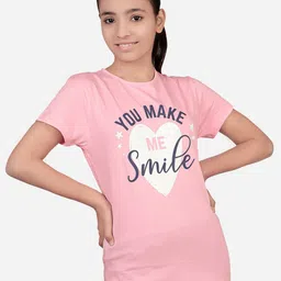 Bodycare Girls Typography Printed Round Neck Short Sleeves Applique Cotton Casual T-shirt-picture-23
