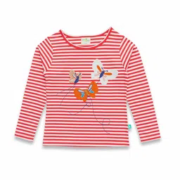 JusCubs Girls Striped Round Neck Long Sleeves Applique Cotton T-shirt-picture-38