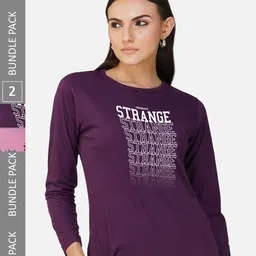 CHOZI Pack Of 2 Typography Printed Cotton T-shirt-picture-40