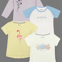 HELLCAT Girls Pack Of 4 Printed Cotton T-shirts-picture-16