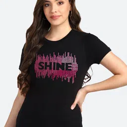 shashvi Women Black Typography Printed T-shirt-image-27
