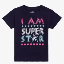 DYCA Girls Typography Printed Round Neck Short Sleeves Cotton T-shirt-picture-25