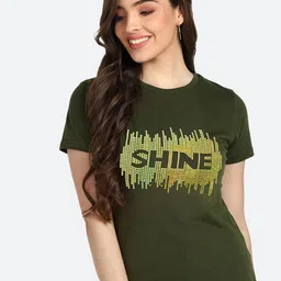 shashvi Women Khaki Typography Printed T-shirt-picture-20