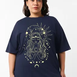 Bewakoof Plus Graphic Printed Cotton Oversized T-shirt image 1