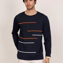 Leotude Men Abstract Printed Round Neck Cotton T-shirt-picture-51