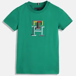 Tommy Hilfiger Boys Typography Embroidered Pure Cotton T-shirt image 1
