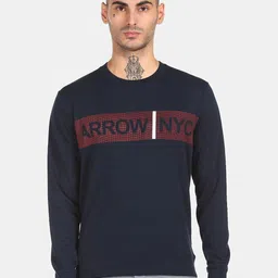Arrow Sport Men Navy Blue Printed Round Neck Sweatshirt-picture-31