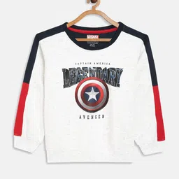 Octave Boys White Printed Fleece Sweatshirt-image-0