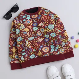Yellow Apple Girls Floral Printed Woollen Pullover Sweatshirt-picture-36