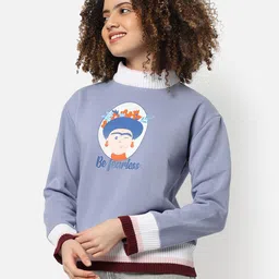 Campus Sutra Women Lavender Printed Sweatshirt-picture-31