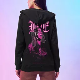 Bewakoof Front-Open Hooded Graphic Printed Cotton Ribbed Casual Sweatshirt-picture-25